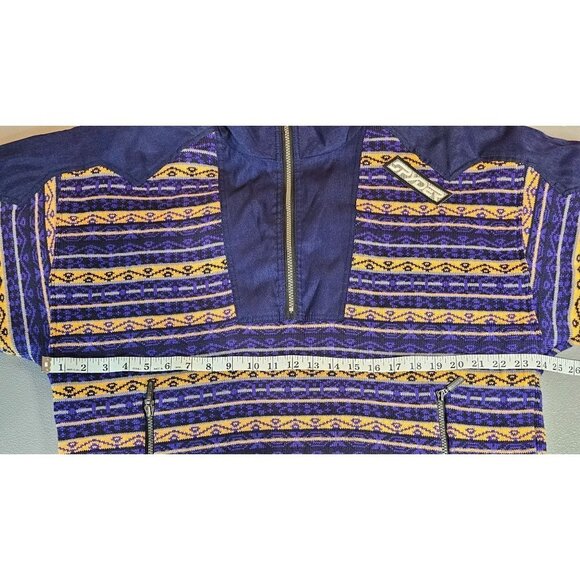 Spyder Vintage Mens M Wool Pullover Half Zip Sweater Purple Yellow - Picture 11 of 14